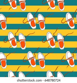 Moccasins. Seamless vector background. Pattern under the mask.