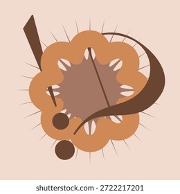 Mocha Brown Color Tone, Flat Style Modern Wxclaimation and Question Mark in Elegant Style orbited by fuzzing Circle