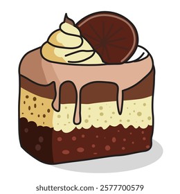 Mocha Cake doodle art Delicious