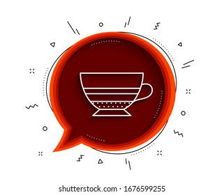 Mocha coffee icon. Chat bubble with shadow. Hot drink sign. Beverage symbol. Thin line mocha icon. Vector