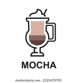  Mocha Café, - ícone, vetor, ilustração.