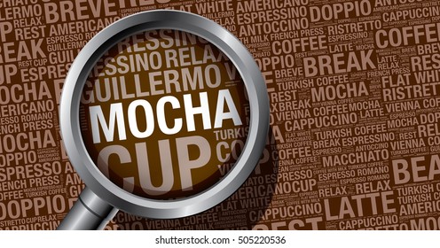 Mocha coffee word cloud concept, vector design template