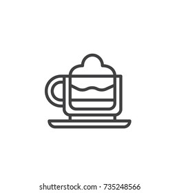 Mocha cup line icon, outline vector sign, linear style pictogram isolated on white. Symbol, logo illustration. Editable stroke