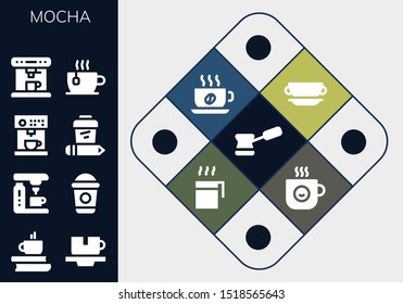 mocha icon set. 13 filled mocha icons.  Simple modern icons about  - Coffee, Cup, Coffee machine, Frappe