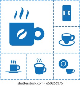 Mocha icon. set of 6 mocha filled icons such as vending machine, dish, coffee cup, cup
