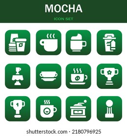 mocha icon set. Vector  illustrations related with Paper cup, Coffee cup and Cup