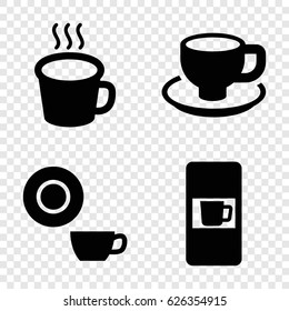 Mocha icons set. set of 4 mocha filled icons such as vending machine, dish, coffee cup