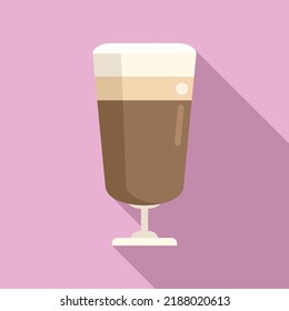 Mocha latte icon flat vector. Glass cafe. Cream spice