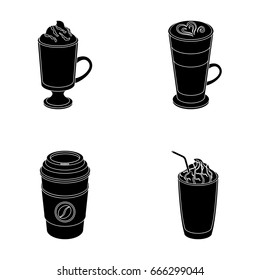 Mocha, macchiato, frappe, take coffee.Different types of coffee set collection icons in black style vector symbol stock illustration web.