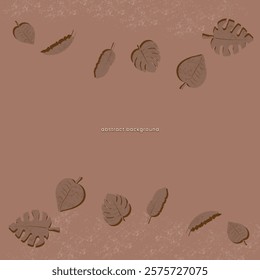 Mocha Mousse Abstract Background with Scattered Leaves and Textured Design for Minimalist Aesthetic