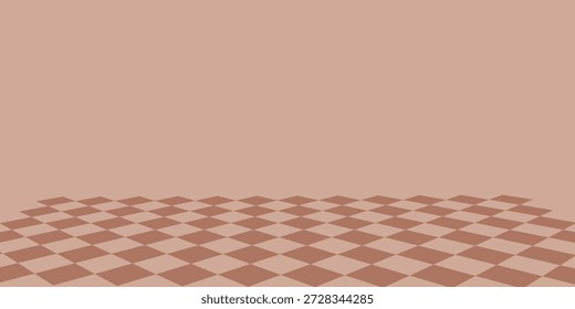 Mocha  Mousse color. beige checkered pattern background with alternating dark and light squares creating a geometric texture. vector illustration,