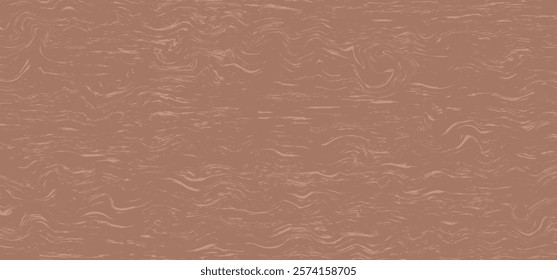 Mocha mousse color wood pattern, grunge background, old light dirty grain wall. Abstract rough wave texture. Scratch paper effect. Noise curve vintage bg. Trendy color 2025 year. Vector illustration
