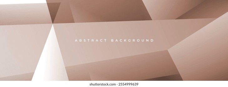 Mocha mousse color of the year 2025 abstract wide banner with geometric shapes. Soft brown modern abstract background. Vector illustration