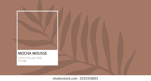 Mocha Mousse color of the year 2025. Abstract background with square frame. Color concept.