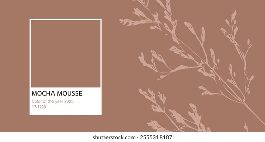 Mocha Mousse color of the year 2025. Abstract background with square frame. Color concept.