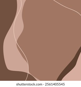 Mocha Mousse color of the year 2025. Abstract brown background with square frame. Vector illustration for designers. Color concept.
