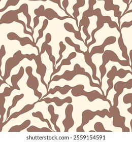 Mocha Mousse Plants Decorative seamless pattern. Repeating background. Tileable wallpaper print.