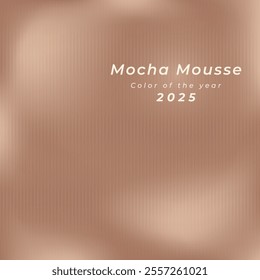 Mocha mousse ribbed texture background. Gradient blurry banner with text color 2025 year