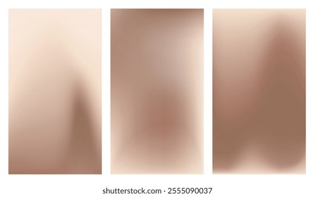 Mocha Mousse. Set of elegance soft brown gradient background on trendy color 2025. Vertical banner for social media, presentation, branding, websites, cover, branding. Vector digital illustration