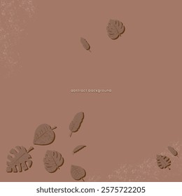Mocha Mousse Textured Abstract Background with Scattered Leaf Pattern Minimalist Nature Design