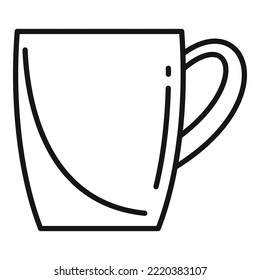 Vector de contorno de icono de mug de Mocha. Té caliente. Tasa de cerámica