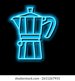 mocha pot coffee tool neon light sign vector. mocha pot coffee tool illustration