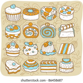 Mocha Series | 
 cake ,snack ,tea time icon set. vector format.