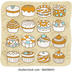 Mocha Series | 
cake ,snack ,tea time icon set. vector format.