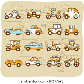 Mocha Series |  old cars,transportation,  automobile,  icon set