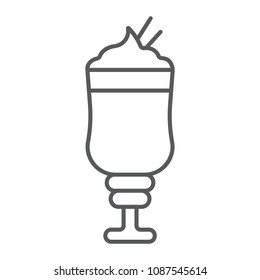 Mocha thin line icon, coffee and cafe, coffee cream sign vector graphics, a linear pattern on a white background, eps 10.