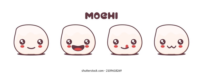 mochi cartoon illustration, with different facial expressions. suitable for icons, logos, prints, stickers, etc.