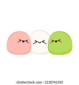 Mochi character design. Cute Mochi cartoon vector. Mochi icon vector. Japanese rice dessert.