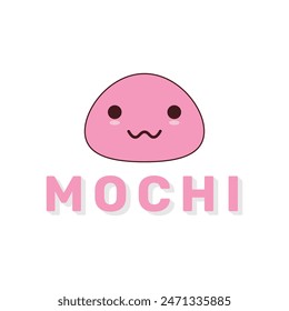 Mochi character design. Cute Mochi cartoon vector. Mochi icon vector. Japanese rice dessert. mango, chocolate, original, macha, lemon, blueberry, and sticky rice flavors