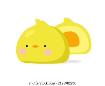 Mochi character design. Japanese cartoon desserts. vector illustration in a flat style.