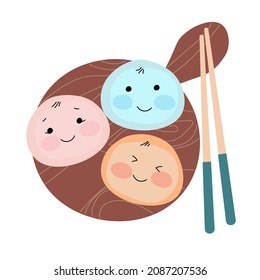 Mochi character design. Making mochi vector.