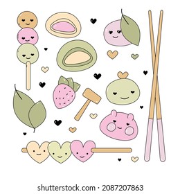 Mochi character design. Making mochi vector.