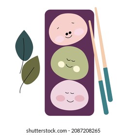Mochi character design. Making mochi vector.