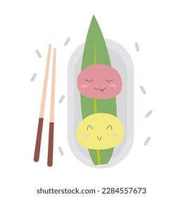 Mochi character design. Making mochi vector.