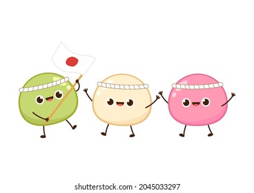 Mochi character design. wallpaper. free space for text. Mochi vector.