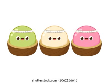 Mochi character design. wallpaper. free space for text. Mochi vector.