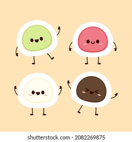 Mochi character design. wallpaper. free space for text. Mochi vector.