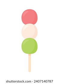 Mochi Dango Stick Japanisch Sweet Dessert Food in Cute animierte Cartoon Vektorgrafik