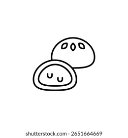 Mochi Delights Minimalist Line Art Illustration With Traditional Filling