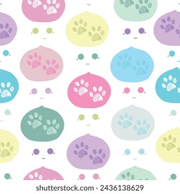 
Mochi dessert and paw prints pattern