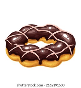 Mochi Donut. Bakery dessert menu, Japanese mochi donut with topping chocolate and cherry glaze. Vector illustration.