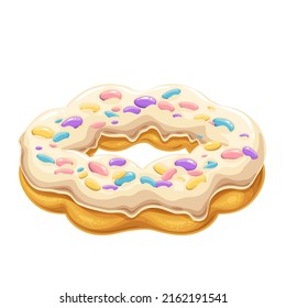 Mochi Donut. Bakery dessert menu, Japanese mochi donut with topping marshmallow and glaze. Vector illustration.