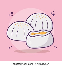 Mochi Food Vector Illustration. Cake Mochi Korean. Flat Cartoon Style Suitable for Sticker, Wallpaper, Icon, etc.