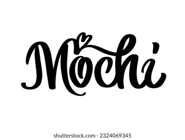 Mochi handwritten logo template. Modern brush calligraphy. Hand lettering for traditional japanese desserts.