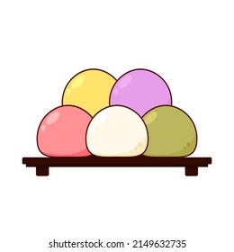Mochi-Ikone Vektor. Mochi Logo Design. Japanischer ReisNachtisch.