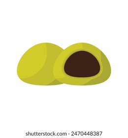 Mochi icon vector. Mochi logo design. Japanese rice dessert. mango, chocolate, original, macha, lemon, blueberry, and sticky rice flavors